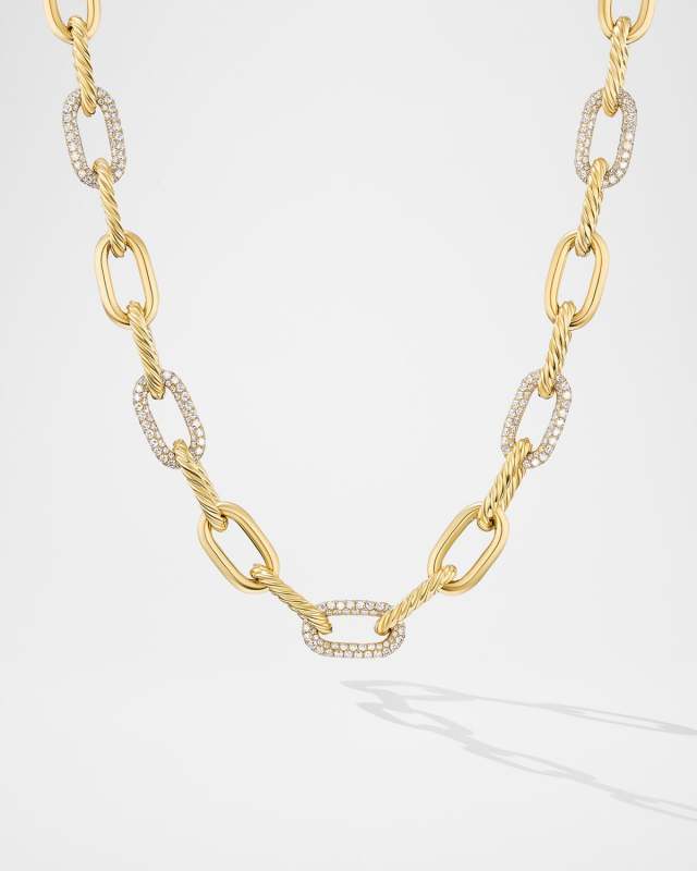 Madison Chain Necklace with Diamonds in 18K Gold, 11mm, 18.5"L